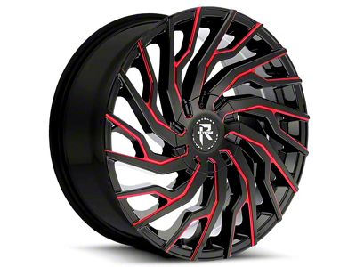 Revenge Luxury Wheels RL-101 Black Paint Red Milled 6-Lug Wheel; 24x9; 25mm Offset (19-23 Ranger)