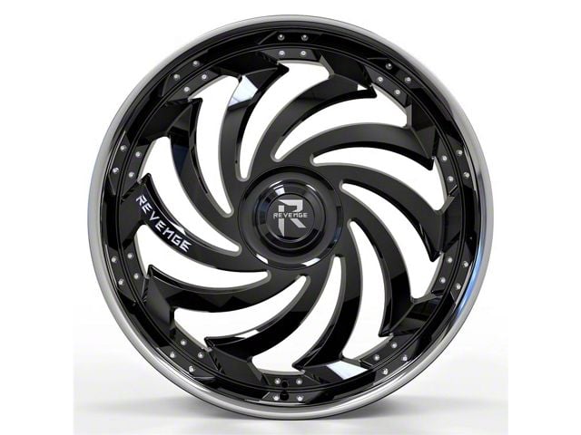 Revenge Luxury Wheels RL-108 Big Floater Black Machined Chrome SSL 6-Lug Wheel; 28x9.5; 25mm Offset (19-23 Ranger)