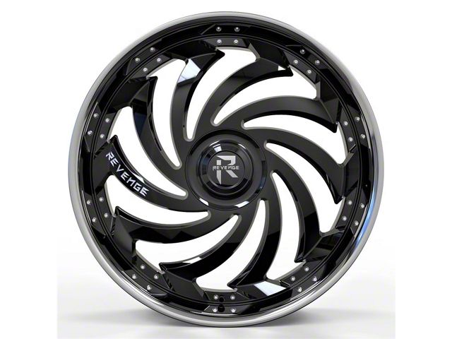 Revenge Luxury Wheels RL-108 Big Floater Black Machined Chrome SSL 6-Lug Wheel; 28x9.5; 25mm Offset (21-24 Tahoe)