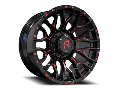 RV-201 Black and Red Milled 8-Lug Wheel; 20x10; -19mm Offset (01-06 Sierra 2500 HD)