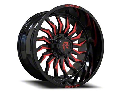 RV-204 Black and Red Milled 8-Lug Wheel; 20x9; 0mm Offset (01-06 Sierra 2500 HD)