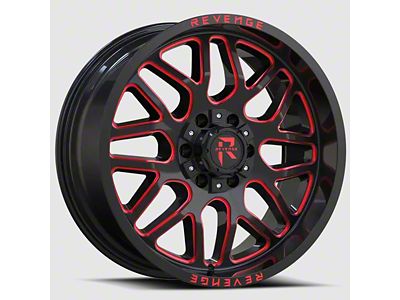 RV-206 Black and Red Milled 8-Lug Wheel; 20x10; -19mm Offset (01-06 Sierra 2500 HD)