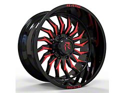 Revenge Off-Road Wheels RV-204 Black and Red Milled 8-Lug Wheel; 22x12; -44mm Offset (01-06 Sierra 3500 HD SRW)