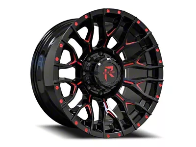 RV-201 Black and Red Milled 8-Lug Wheel; 20x10; -19mm Offset (01-06 Silverado 3500 HD SRW)