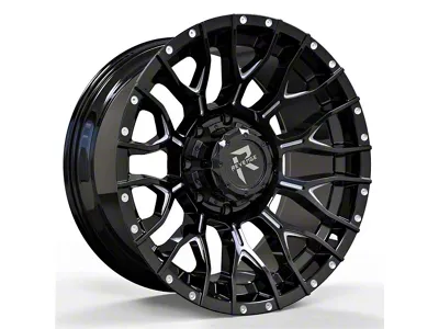 RV-201 Black and Milled 5-Lug Wheel; 22x12; -44mm Offset (02-08 RAM 1500, Excluding Mega Cab)
