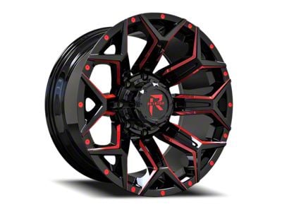 Revenge Off-Road Wheels RV-202 Black and Red Milled 8-Lug Wheel; 20x9; 0mm Offset (03-09 RAM 3500 SRW)