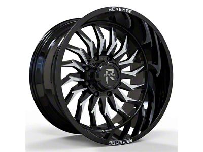 Revenge Off-Road Wheels RV-204 Black and Milled 8-Lug Wheel; 22x12; -44mm Offset (03-09 RAM 3500 SRW)