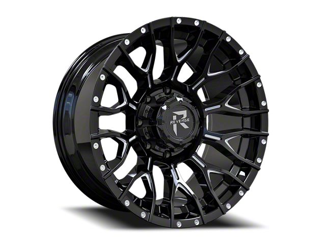 Revenge Off-Road Wheels RV-201 Black and Milled 8-Lug Wheel; 22x12; -44mm Offset (11-14 Silverado 2500 HD)