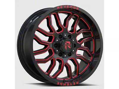 RV-205 Black and Red Milled 8-Lug Wheel; 20x9; 0mm Offset (08-10 F-250 Super Duty)