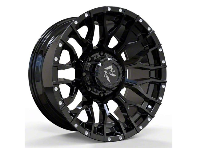 Revenge Off-Road Wheels RV-201 Gloss Black with Dots 8-Lug Wheel; 20x10; -19mm Offset (10-18 RAM 2500)