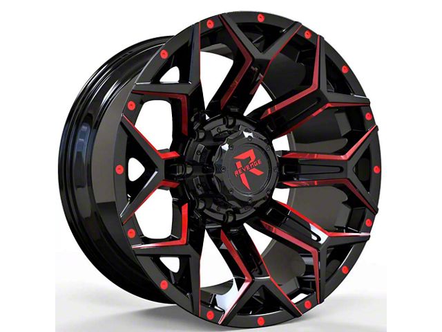 Revenge Off-Road Wheels RV-202 Black and Red Milled 8-Lug Wheel; 20x10; -19mm Offset (11-16 F-250 Super Duty)