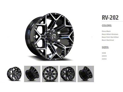 Revenge Off-Road Wheels RV-202 Black Machine 6-Lug Wheel; 20x10; -19mm Offset (14-18 Silverado 1500)