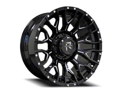 Revenge Off-Road Wheels RV-201 Black and Milled 8-Lug Wheel; 22x12; -44mm Offset (15-19 Sierra 2500 HD)