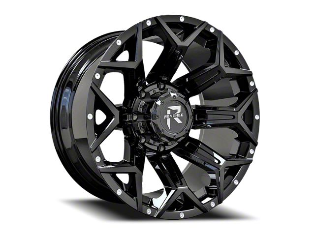 Revenge Off-Road Wheels RV-202 Gloss Black with Dots 8-Lug Wheel; 20x9; 0mm Offset (15-19 Sierra 2500 HD)