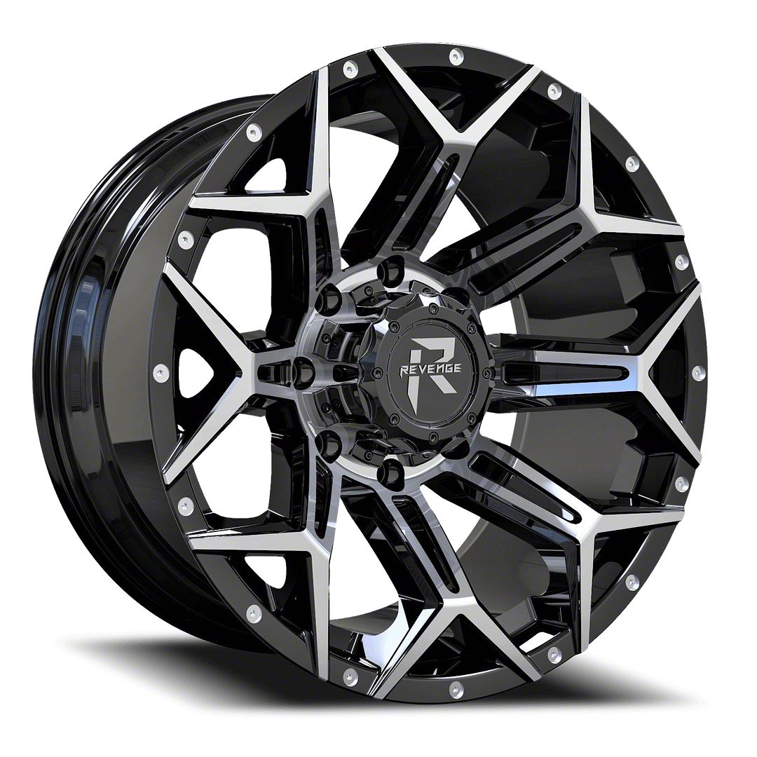 Revenge Off-Road Wheels Silverado 3500 RV-202 Black Machine 8-Lug Wheel ...