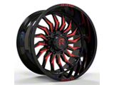 RV-204 Black and Red Milled 5-Lug Wheel; 22x12; -44mm Offset (94-01 RAM 1500)