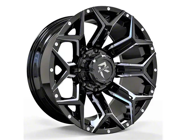 Revenge Off-Road Wheels RV-202 Black and Milled 8-Lug Wheel; 20x10; -19mm Offset (23-24 F-250 Super Duty)