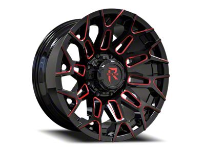 Revenge Off-Road Wheels RV-203 Black and Red Milled 8-Lug Wheel; 20x10; -19mm Offset (23-25 F-250 Super Duty)