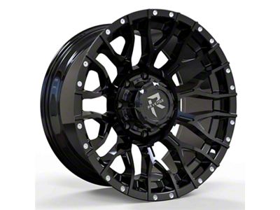 Revenge Off-Road Wheels RV-201 Gloss Black with Dots 5-Lug Wheel; 22x12; -44mm Offset (09-18 RAM 1500)