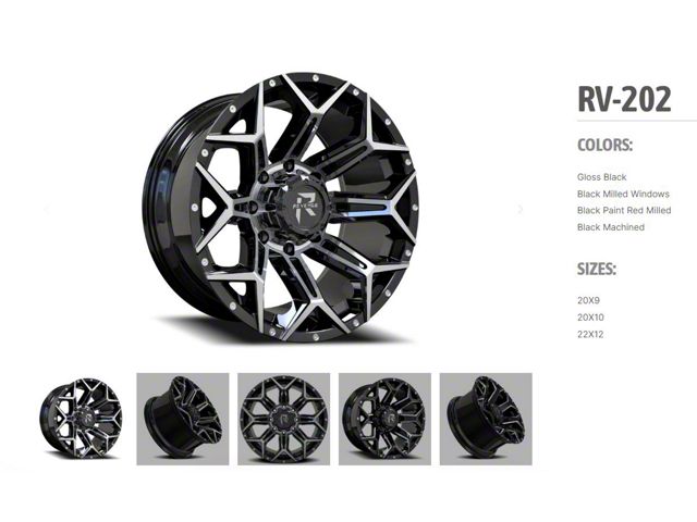 Revenge Off-Road Wheels RV-202 Black and Milled 6-Lug Wheel; 20x10; -19mm Offset (19-24 RAM 1500)