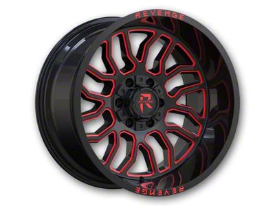 Revenge Off-Road Wheels RV-205 Black and Red Milled 5-Lug Wheel; 20x9; 0mm Offset (09-18 RAM 1500)