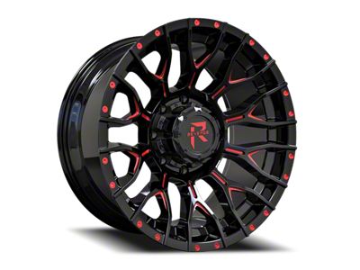 Revenge Off-Road Wheels RV-201 Black and Red Milled 8-Lug Wheel; 20x9; 0mm Offset (19-24 RAM 2500)