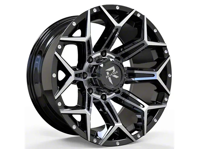 Revenge Off-Road Wheels RV-202 Black Machine 8-Lug Wheel; 20x10; -19mm Offset (19-24 RAM 2500)