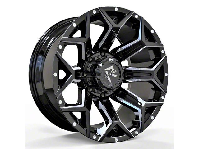 Revenge Off-Road Wheels RV-202 Black and Milled 8-Lug Wheel; 20x10; -19mm Offset (19-24 RAM 2500)