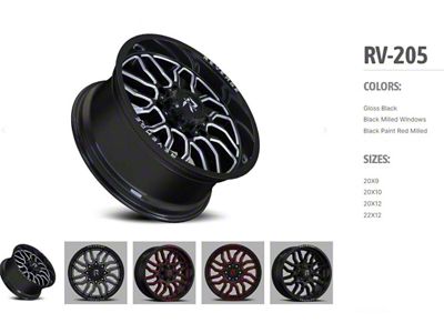 Revenge Off-Road Wheels RV-205 Gloss Black 6-Lug Wheel; 20x12; -44mm Offset (19-23 Ranger)