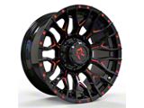 RV-201 Black and Red Milled 8-Lug Wheel; 20x9; 0mm Offset (20-26 Sierra 2500 HD)