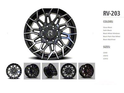 Revenge Off-Road Wheels RV-203 Black Machine 6-Lug Wheel; 20x10; -19mm Offset (19-25 Silverado 1500)
