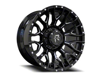Revenge Off-Road Wheels RV-201 Black and Milled 8-Lug Wheel; 22x12; -44mm Offset (20-25 Silverado 2500 HD)
