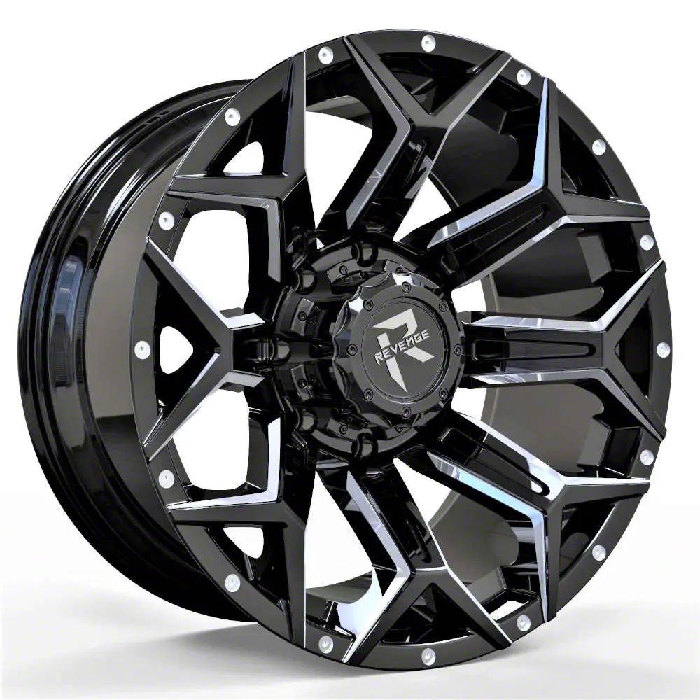 Revenge OffRoad Wheels Silverado 2500 RV202 Black and Milled 8Lug