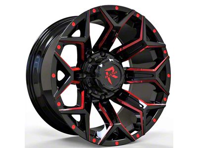 Revenge Off-Road Wheels RV-202 Black and Red Milled 8-Lug Wheel; 20x10; -19mm Offset (07-10 Silverado 2500 HD)