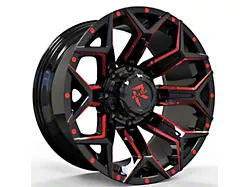 Revenge Off-Road Wheels RV-202 Black and Red Milled 8-Lug Wheel; 20x9; 0mm Offset (20-24 Silverado 2500 HD)