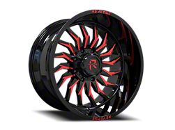 Revenge Off-Road Wheels RV-204 Black and Red Milled 8-Lug Wheel; 20x9; -12mm Offset (20-24 Silverado 2500 HD)