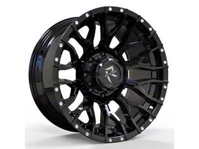 Revenge Off-Road Wheels RV-201 Gloss Black with Dots 8-Lug Wheel; 20x10; -19mm Offset (20-25 Silverado 3500 HD SRW)