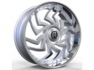 RL-107 Big Floater Silver Brushed Face with Chrome SSL 6-Lug Wheel; 24x9; 25mm Offset (19-26 Silverado 1500)