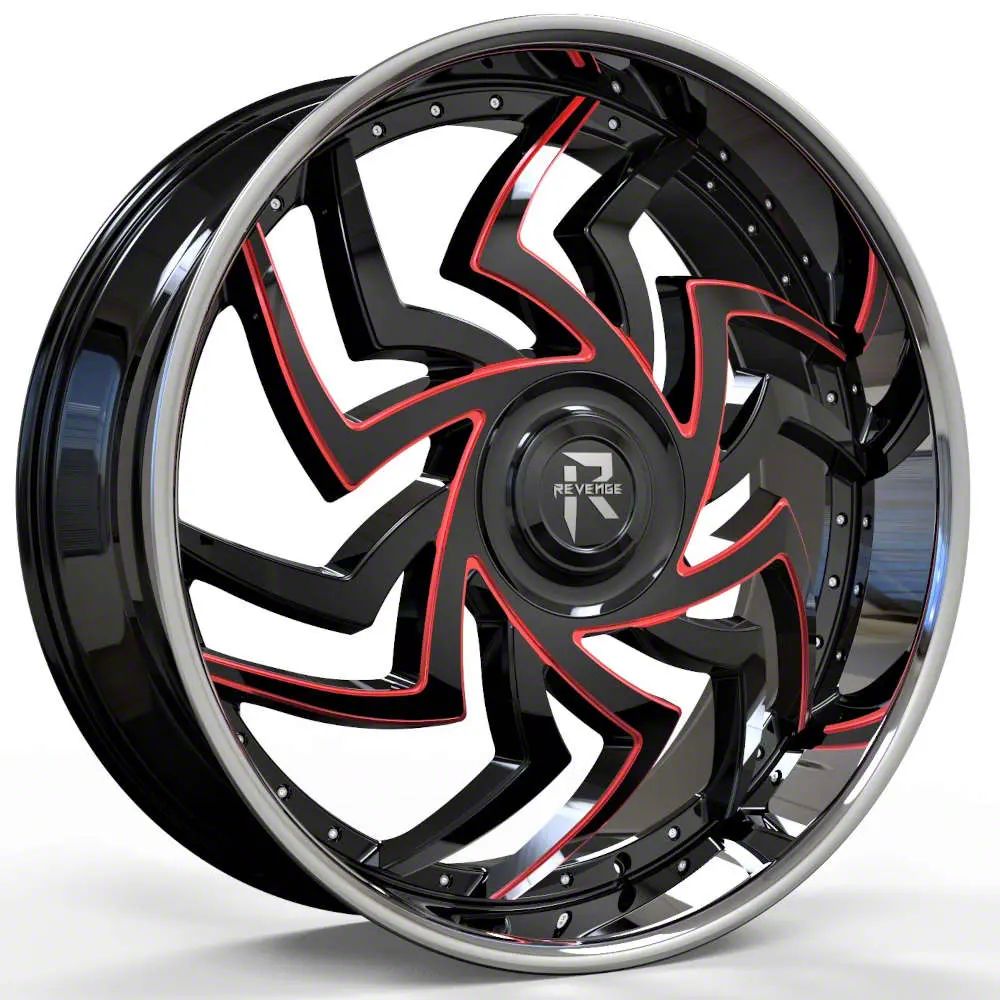 Tahoe RL-107 Big Floater Black and Red Milled with Chrome SSL 6-Lug ...