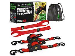 Rhino USA 1-Inch x 10-Foot Retractable Ratchet Strap Kit; 2-Pack; Red