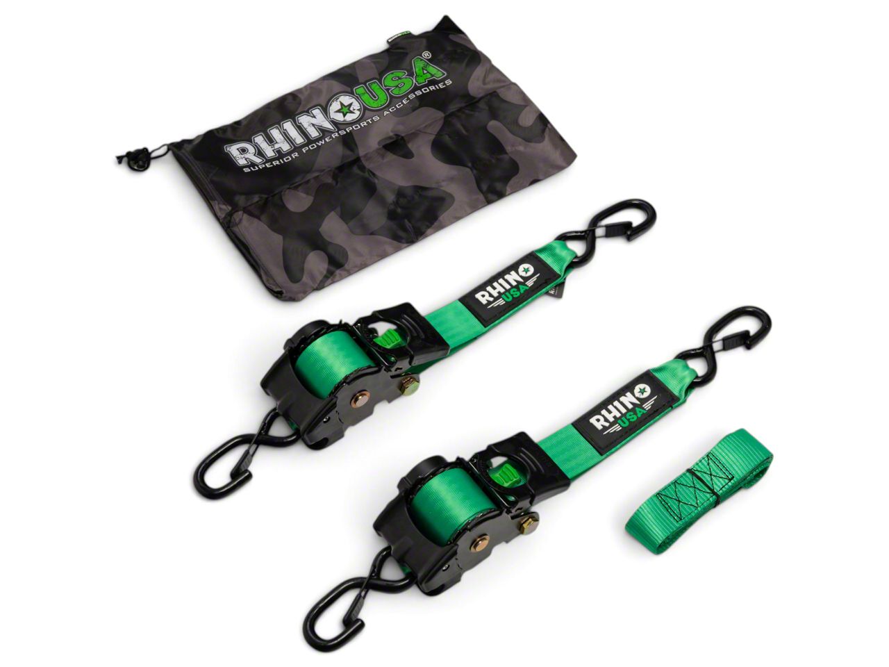 Rhino USA RAM 2500 2-Inch x 10-Foot Retractable Ratchet Straps; 2