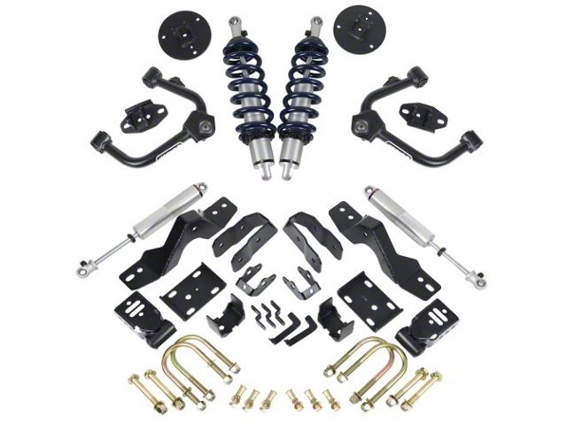 Ridetech StreetGrip Performance Lowering System with HQ Series Shocks; 1 to 3-Inch Front / 4-Inch Rear (19-24 4WD Sierra 1500, Excluding AT4)