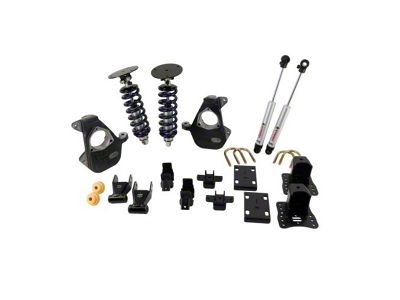 Ridetech StreetGrip Performance Lowering System with HQ Series Shocks; 3 to 4-Inch Front / 4 to 5.50-Inch Rear (07-16 2WD Silverado 1500 w/ Stock Cast Steel Control Arms)