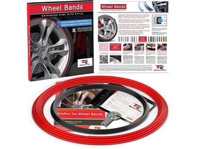 RimPro-Tec 13 to 22-Inch Wheel Bands Kit with Red Insert; Red (Universal; Some Adaptation May Be Required)