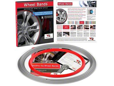 RimPro-Tec 13 to 22-Inch Wheel Bands Kit with Red Insert; Silver (Universal; Some Adaptation May Be Required)