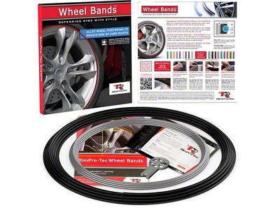 RimPro-Tec 13 to 22-Inch Wheel Bands Kit with Silver Insert; Black (Universal; Some Adaptation May Be Required)
