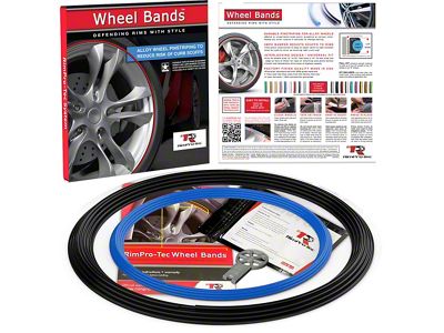 RimPro-Tec 13 to 22-Inch Wheel Bands Kit with Sky Blue Insert; Black (Universal; Some Adaptation May Be Required)