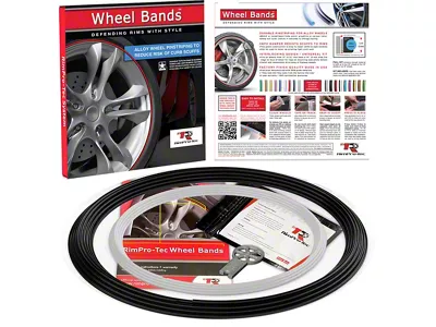 RimPro-Tec 13 to 22-Inch Wheel Bands Kit with White Insert; Black (Universal; Some Adaptation May Be Required)