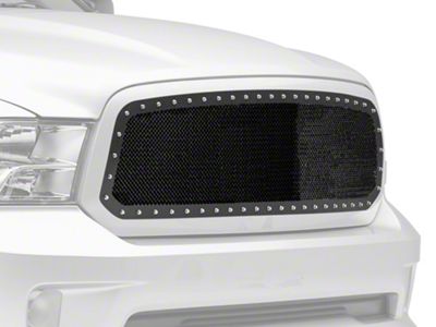 Rivet Style Mesh Upper Grille Insert; Black (13-18 RAM 1500, Excluding Rebel)