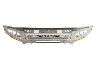 Road Armor iDentity Beauty Ring Front Bumper with Shackle Center Section, WIDE End Pods, X3 Cube Light Pods and Accent Lights; Raw Steel (17-22 F-350 Super Duty)